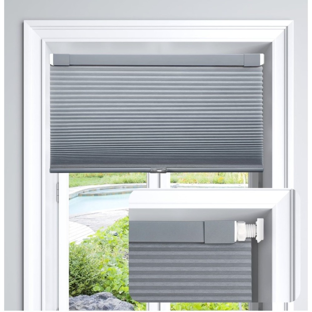 Laz Blinds No Drill Cordless Cellular Honeycomb Shades Gray Light Filtering